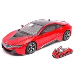 BMW i8 (2015) piros – 1 24 méretarányos fém modellautó és játékautó Rastar Biztonságos vásárlás