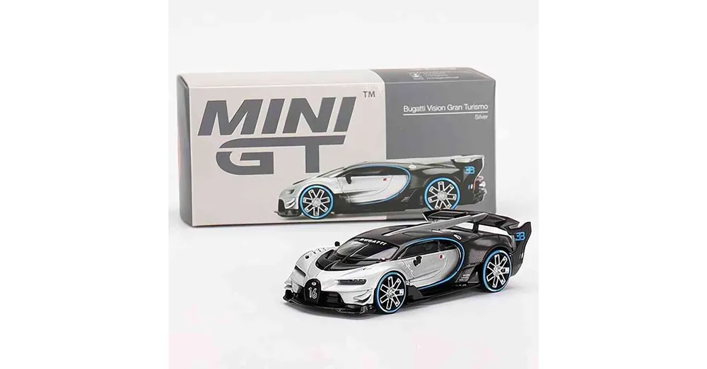 Bugatti Vision Gran Turismo ezüst - MiniGT 369 - 1 64 méretarányos fém modellautó - TrueScale Miniatures (TSM) Újdonság