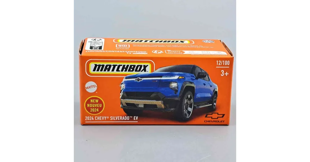 Biztonságos fizetés Chevy Silverado EV (2024) kék – 1 64 játékautó Matchbox 12/100