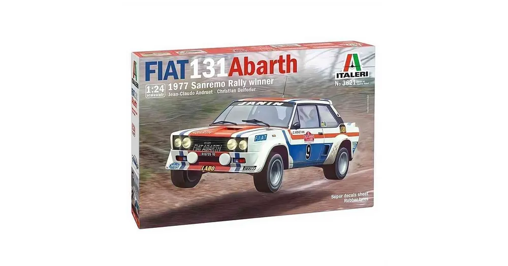 Fiat 131 Abarth – Sanremo Rally winner 1977 – Andruet Delferier – 1 24 építhető autó makett Italeri Legjobb ár
