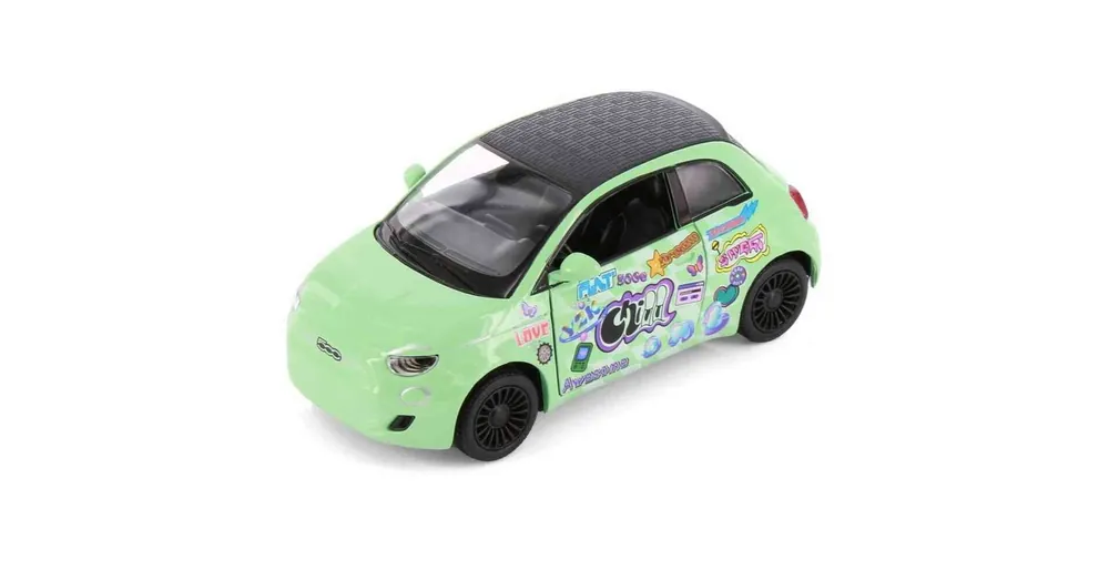 Ajánlat Fiat 500e zöld graffiti – 1 38 méretarányos fém játékautó Kinsmart