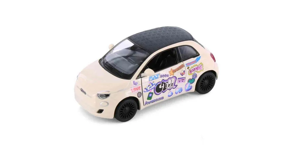 Végkiárusítás Fiat 500e vaj graffiti – 1 38 méretarányos fém játékautó Kinsmart
