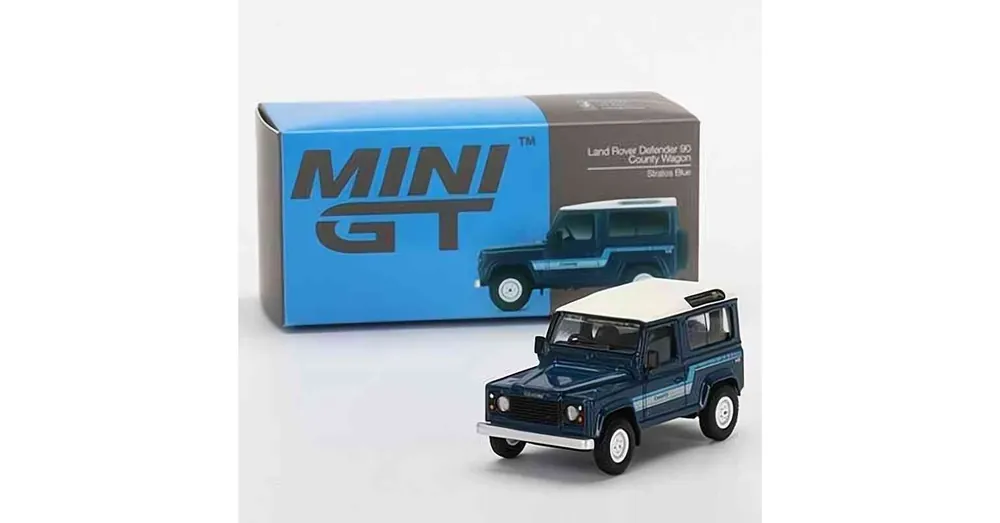 Ne maradj le Land Rover Defender 90 Country Wagon kék – MiniGT 353 - 1 64 méretarányos fém modellautó - TrueScale Miniatures (TSM)