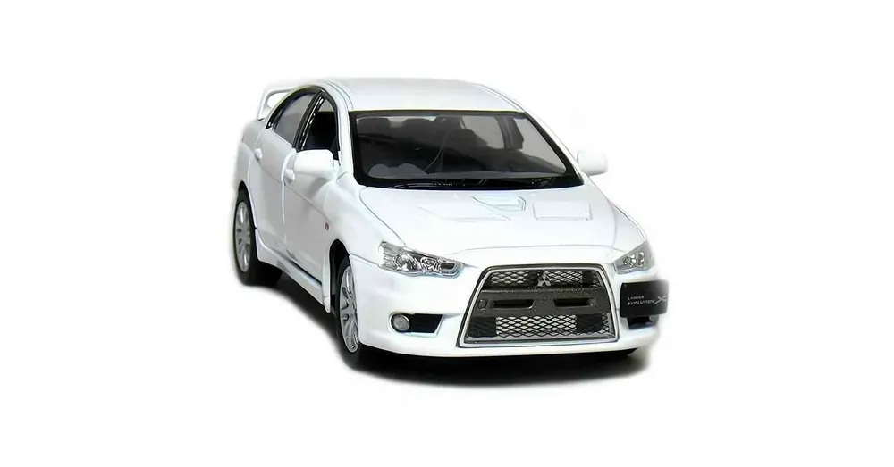 Mitsubishi Lancer Evolution X (2008) fehér – 1 38 méretarányos fém játékautó Kinsmart Bestseller