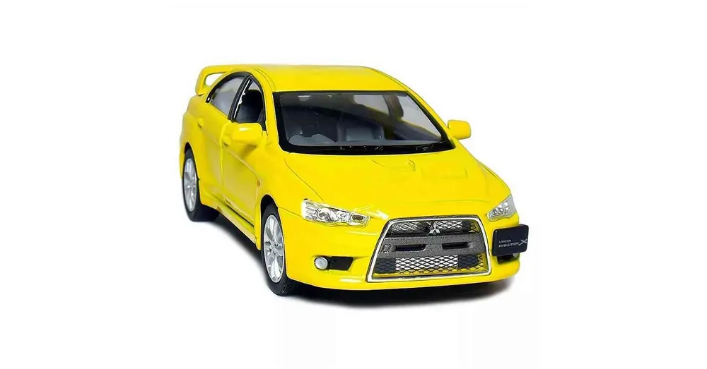 Olcsóbb Mitsubishi Lancer Evolution X (2008) sárga – 1 38 méretarányos fém játékautó Kinsmart