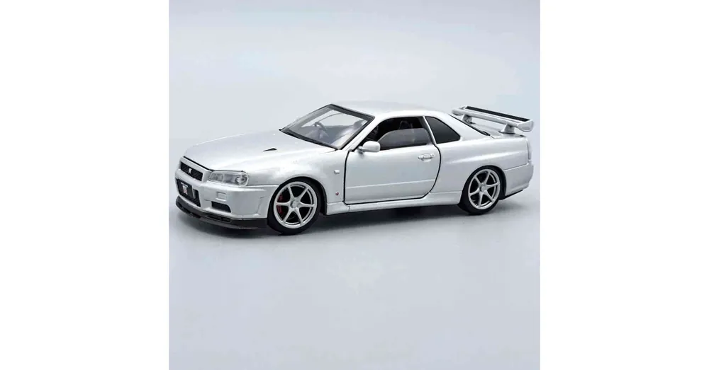 Csak ma Nissan GT-R34 V-Spec II ezüst – 1 32 méretarányos fém játékautó és modellautó Tayumo