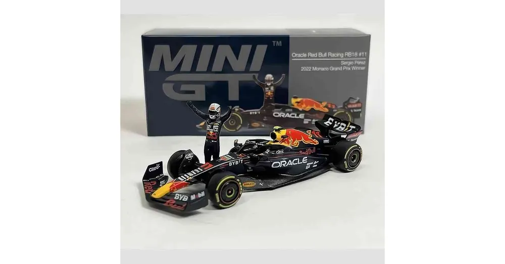 Végkiárusítás Oracle Red Bull Racing RB18 11 – Sergio Pérez – 2022 Monaco Prix Winner – MiniGT 551 - 1 64 méretarányos fém modellautó - TrueScale Miniatures (TSM)