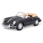 Porsche 356B Cabriolet (1961) fekete – 1 24 méretarányos fém modellautó és játékautó Bburago Újdonság