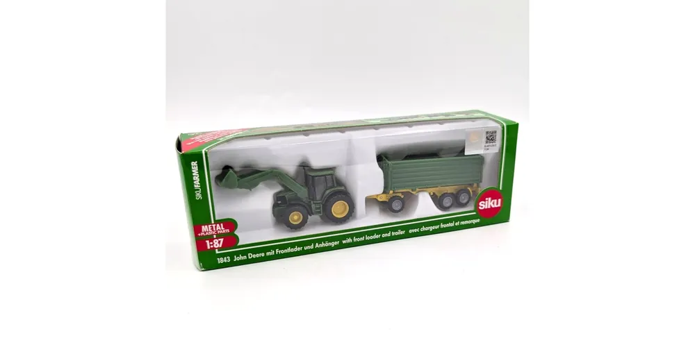 Azonnal elérhető John Deere traktor utánfutóval Siku 1843