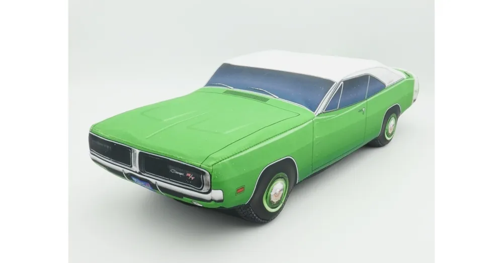 Plüss Dodge Charger 1969 Zöld-Fehér Gyors szállítás