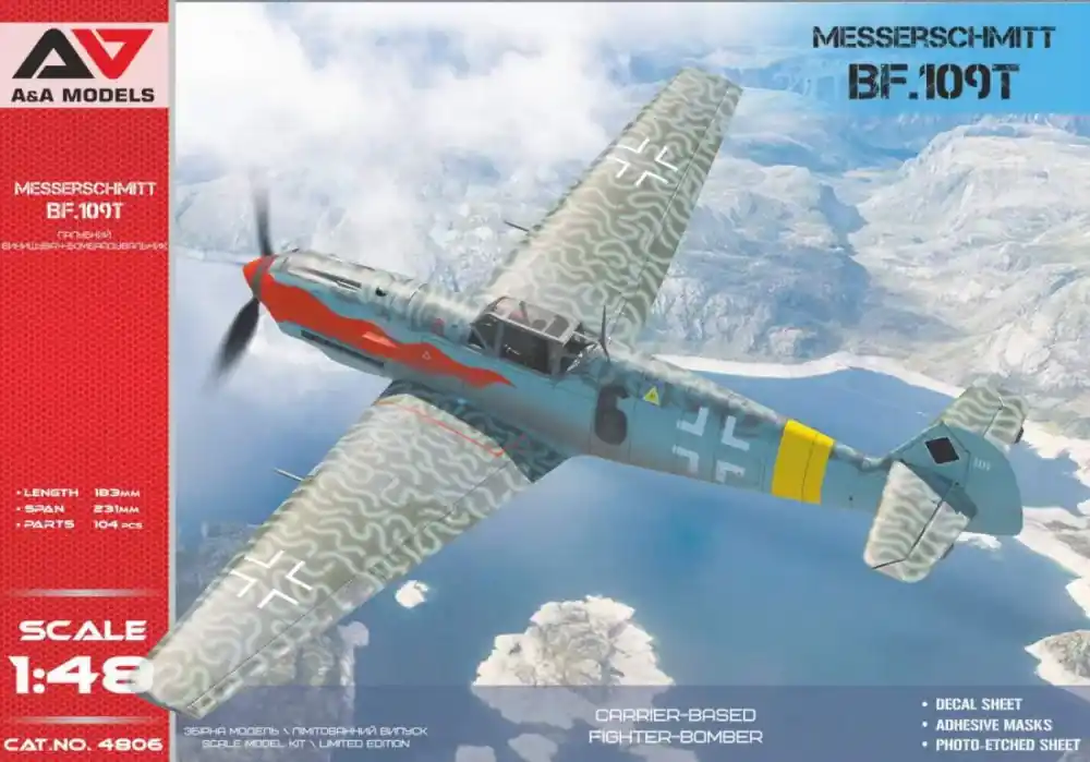 Árengedmény AA Models 1 48 Messerschmitt Bf.109T1/T2 (5 camo schemes) repülő makett