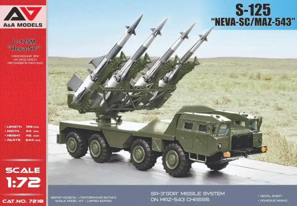 Újdonság AA Models 1 72 S-125SC ”NEVA” missile system on MAZ543 chassis