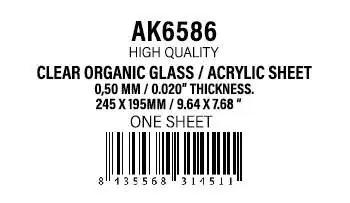 Rendeld meg most AK-Interactive 0,40 mm/0.016” Thickness-Clear Organic Glass/Acry (új)