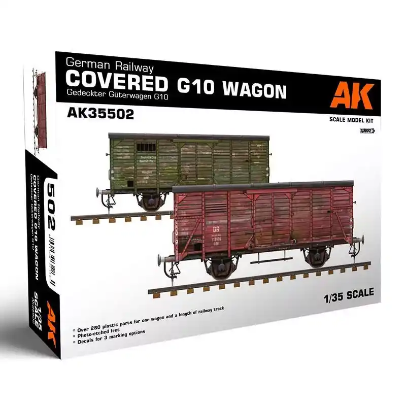 Exkluzív ajánlat AK-Interactive AK35502 1 35 German railway covered G10 wagon gedecker güterwagen G10