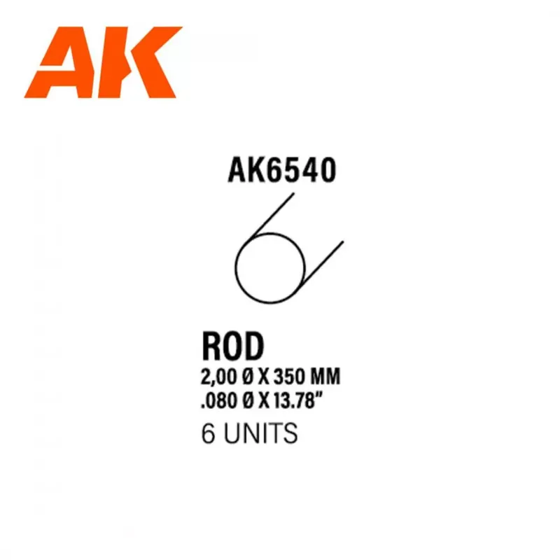Legkelendőbb AK-Interactive Rod 2.00 diameter x 350mm - STYRENE STRIP