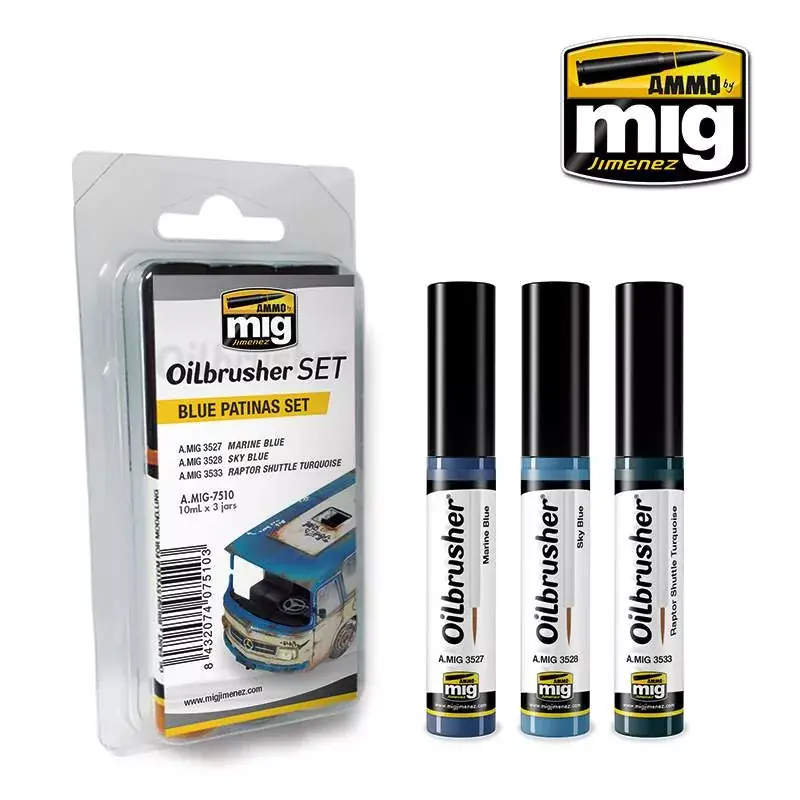 AMMO by Mig Blue Patinas OILBRUSHER SET Rendeld meg most