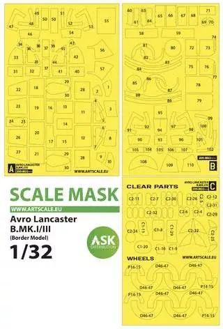 Szuper akció ASK mask 1 32 Avro Lancaster B Mk.I/III express self adhesive masks for Border Model