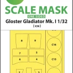 ASK mask 1 32 Gloster Gladiator Mk.I one-sided painting mask for Revell / ICM Gyors szállítás