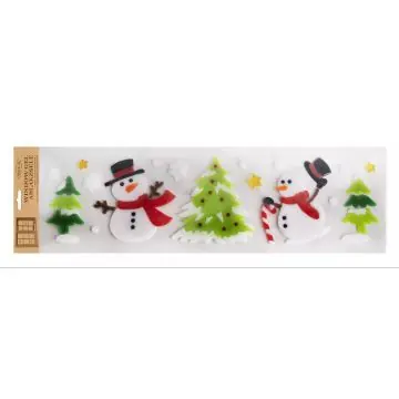 Szezonális akció Ablakzselé hóember és fenyőfa mintákkal - 15 x 55 cm