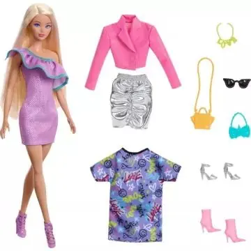 Kedvezmény Barbie Barbie divatos ruhákkal és kiegészítőkkel