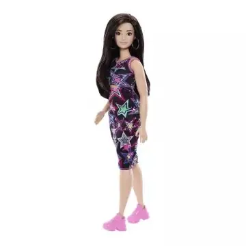 Barbie Fashionista Barátnők Stílusos Divatbaba, csillagos ruhában Olcsóbb