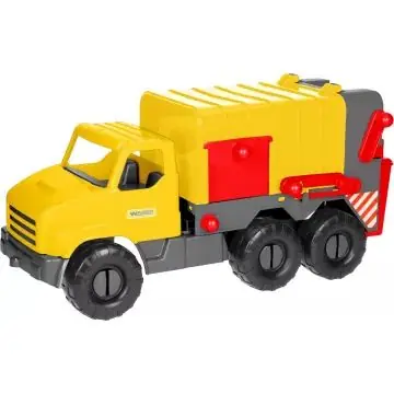 Olcsó City Truck kukásautó sárga - kartondobozban