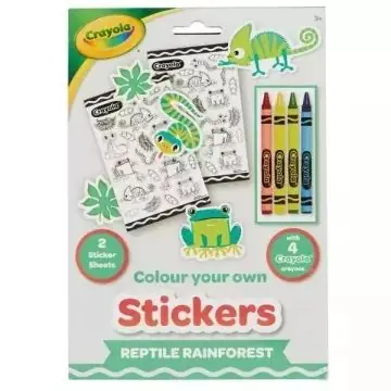 Crayola Színezhető matricakészlet zsírkrétával - Reptile Rainforest Prémium