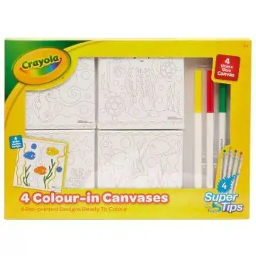 Legjobb ár Crayola Vászonkép tengeri mintákkal, színezőfilccel, 12 x 12 cm - 4 db-os