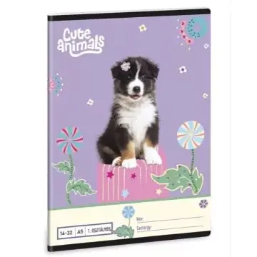 Vásárlói kedvenc Cute Animals Aussie vonalas füzet - 1. osztályos, A/5-ös