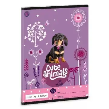 Biztonságos vásárlás Cute Animals Tacskó vonalas füzet - 3. osztályos, 12-32, A5