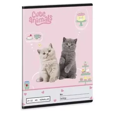Azonnal elérhető Cute Animals Tea Party vonalas füzet - 4. osztálytól