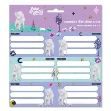 Cute Animals Unikornis mintás füzetcímke - 3 x 6 db Szuper ajánlat