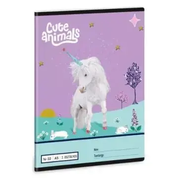 Újdonság Cute Animals Unikornis mintás vonalas füzet - 2. osztályos, A5