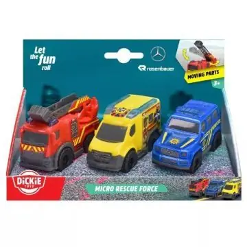 Dickie Micro Rescue Force - Vészhelyzeti járművek, 1 36, 3 db-os Legkelendőbb