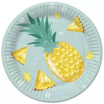Egzotikus gyümölcs mintás papírtányér csomag - 23 cm, 8 darabos Szuper ajánlat