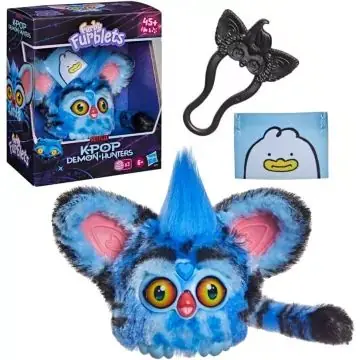 Szezonális akció Furby Furblet interaktív plüssfigura, K-Pop Derpy