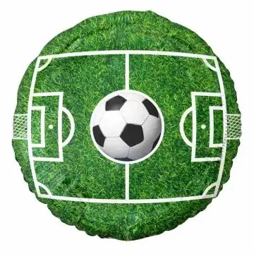 Azonnali szállítás Futball mintás fólia lufi - kerek, 36 cm, csomagolt