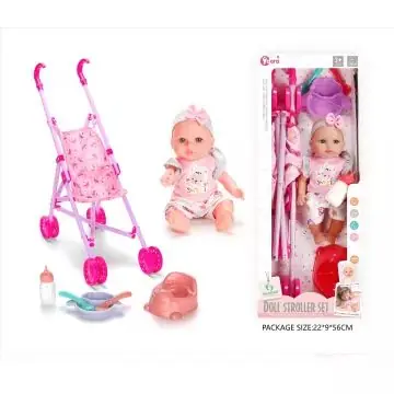 Kihagyhatatlan ajánlat Hangot adó játékbaba babakocsival - 30 cm-es