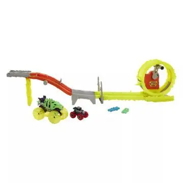 Szuper akció Hot Wheels Monster Trucks Power Smasher hajsza pályaszett