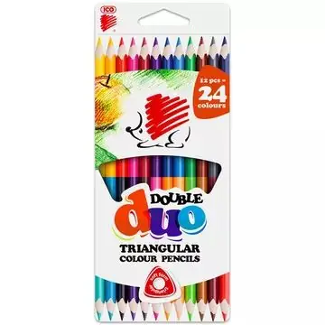 ICO kétvégű, 12 darabos, háromszögű színes ceruza Akciós ár
