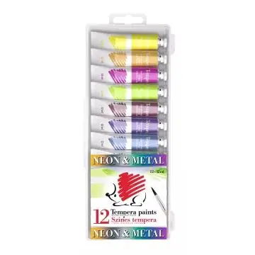 Nézd meg most ICO Süni Metál- és neonszínű tubusos tempera - 12 db-os