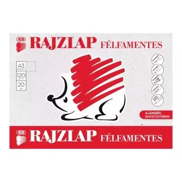 Vásárlói kedvenc ICO Süni Rajzlap - A/3-as, félfamentes, 20 db-os