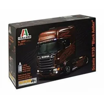 Italeri Scania R730 V8 fekete-borostyán kamion makett, 1 24 Gyors kiszállítás