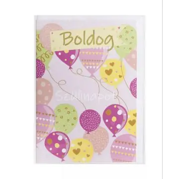 Képeslap rózsaszín lufikkal és Boldog Szülinapot felirattal - 13 x 19 cm Kedvezményes ár