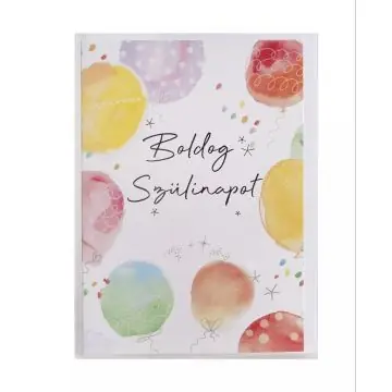 Képeslap színes lufikkal és Boldog Szülinapot felirattal - 13 x 19 cm Bestseller