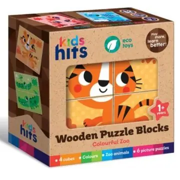 Kids Hits Fa puzzle kocka - Színes állatkert Árcsökkenés
