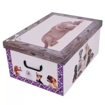 Gyors kiszállítás Kutya mintás tárolódoboz - 51 x 37 x 24 cm, lila