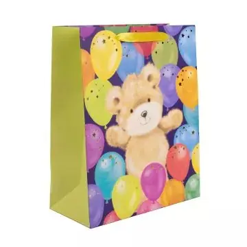 Utolsó esély Maci lufikkal aranyozott ajándékzacskó - 26 x 32 cm