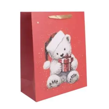 Expressz kézbesítés Maci mintás csillámló ajándéktasak szalagfüllel - 26 x 32 cm