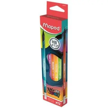 Árcsökkenés Maped Black Peps Energy háromszög alakú grafitceruza radírral, HB - 12 db